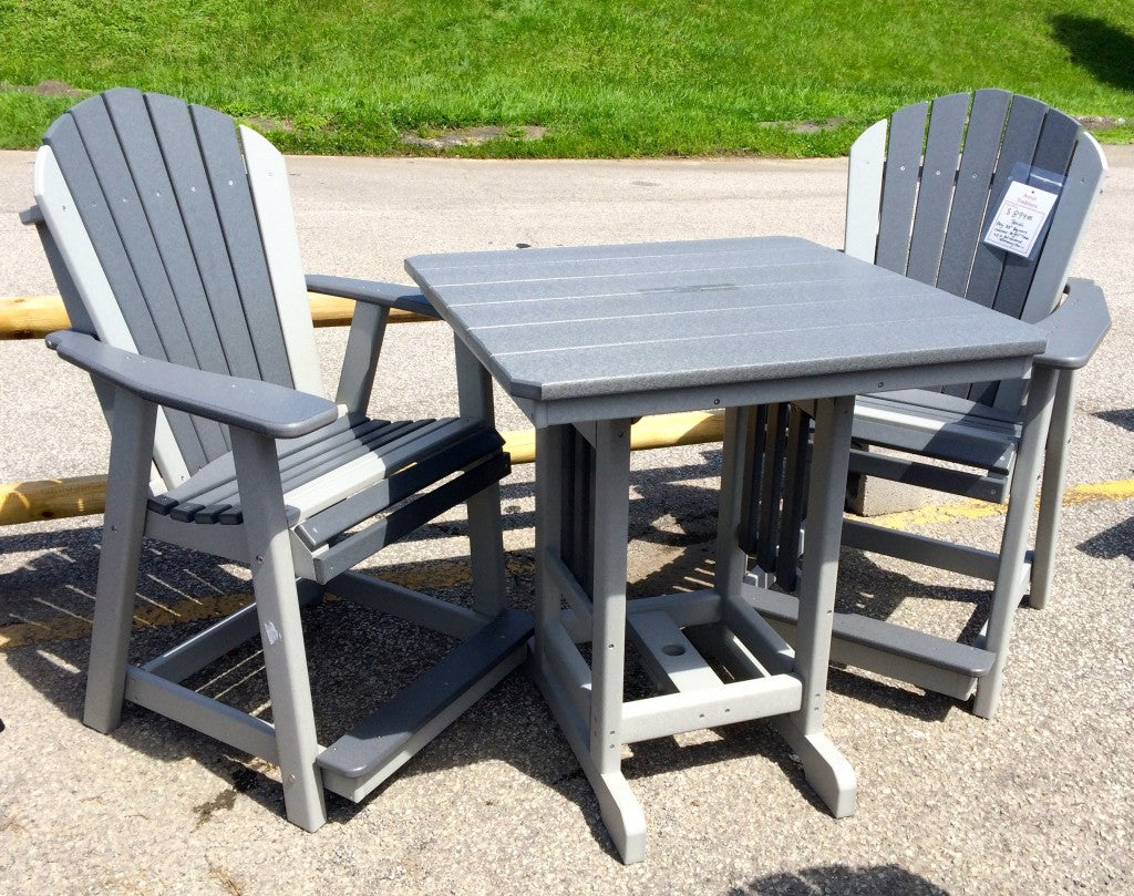 Poly 33″ Square Counter Height Table and Adirondack Stationary Chair Set