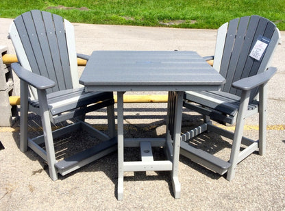 Poly 33″ Square Counter Height Table and Adirondack Stationary Chair Set