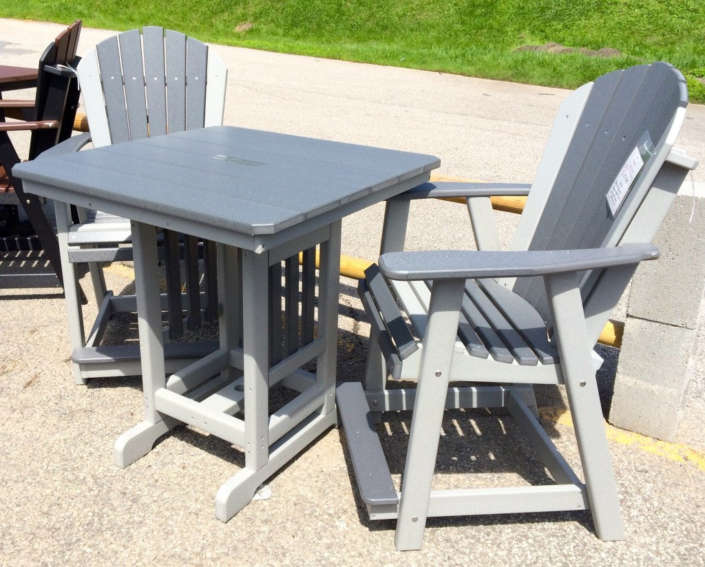 Poly 33″ Square Counter Height Table and Adirondack Stationary Chair Set