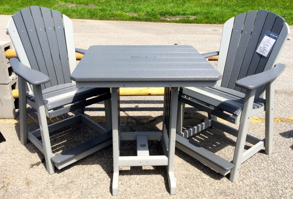 Poly 33″ Square Counter Height Table and Adirondack Stationary Chair Set