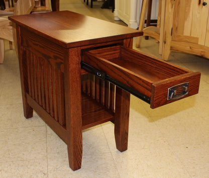 Prairie Mission Chair Side Table With Drawer