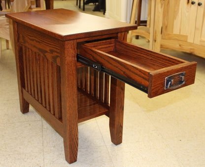 Prairie Mission Chair Side Table With Drawer