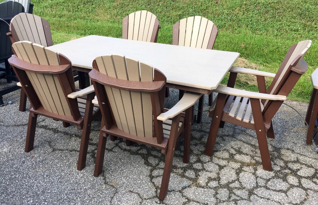 Poly 44″ x 72″ Rectangular Regular Height Table and Adirondack Dining Chair Set