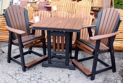 Poly 33″ Square Counter Height Table and Adirondack Stationary Chair Set