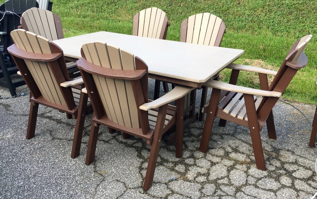 Poly 44″ x 72″ Rectangular Regular Height Table and Adirondack Dining Chair Set