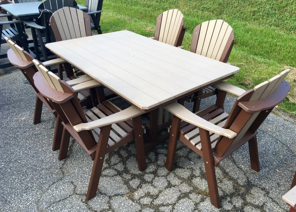 Poly 44″ x 72″ Rectangular Regular Height Table and Adirondack Dining Chair Set