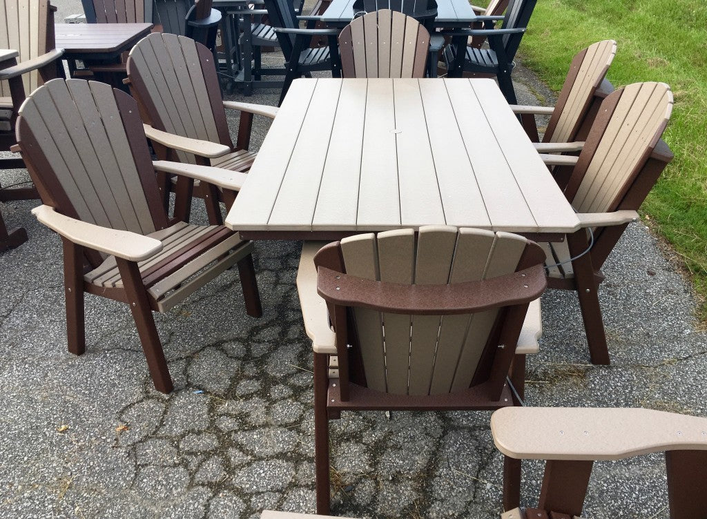 Poly 44″ x 72″ Rectangular Regular Height Table and Adirondack Dining Chair Set