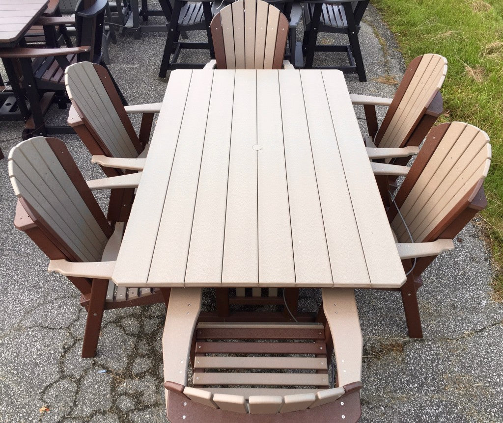 Poly 44″ x 72″ Rectangular Regular Height Table and Adirondack Dining Chair Set