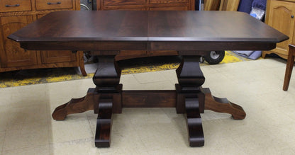 Kingston Double Pedestal Table in Brown Maple