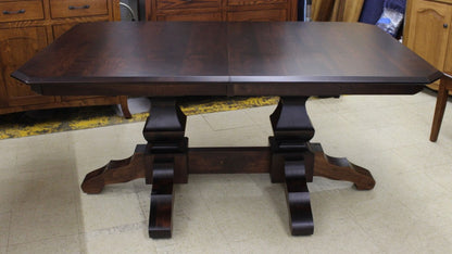 Kingston Double Pedestal Table in Brown Maple