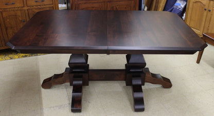 Kingston Double Pedestal Table in Brown Maple