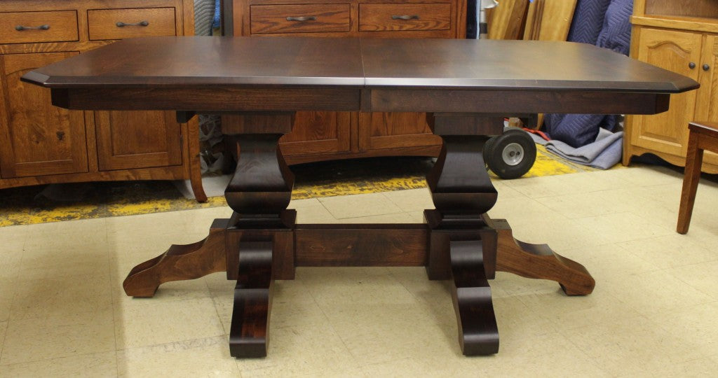 Kingston Double Pedestal Table in Brown Maple