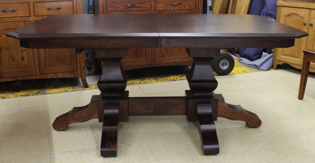 Kingston Double Pedestal Table in Brown Maple