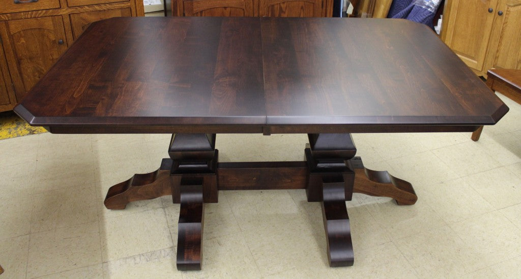 Kingston Double Pedestal Table in Brown Maple