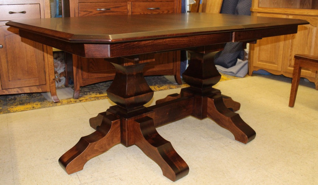 Kingston Double Pedestal Table in Brown Maple