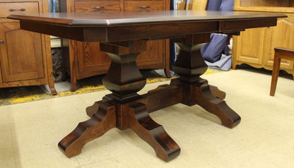 Kingston Double Pedestal Table in Brown Maple