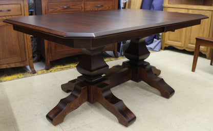 Kingston Double Pedestal Table in Brown Maple