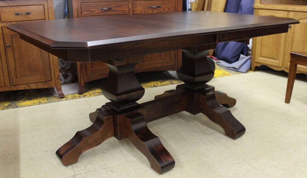 Kingston Double Pedestal Table in Brown Maple