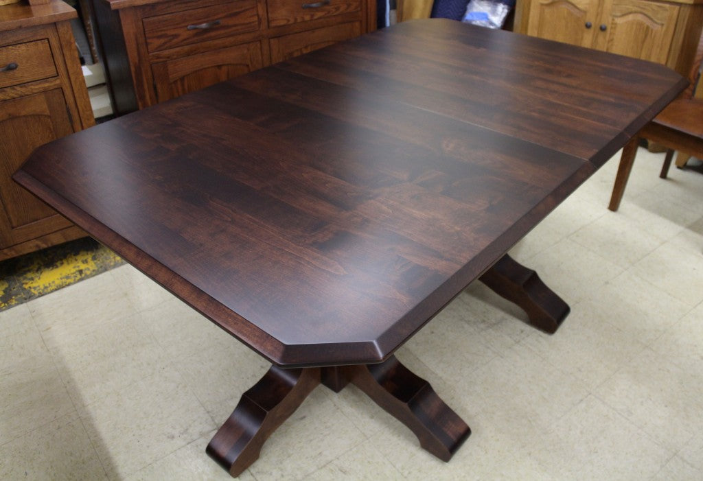 Kingston Double Pedestal Table in Brown Maple