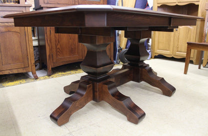 Kingston Double Pedestal Table in Brown Maple