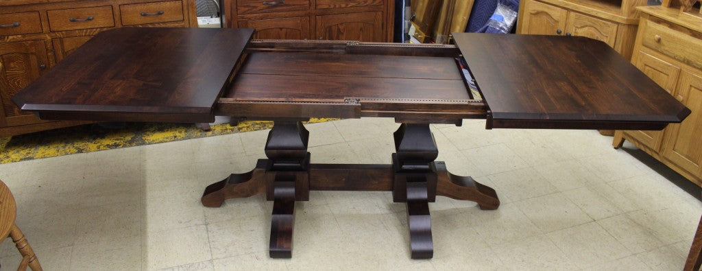 Kingston Double Pedestal Table in Brown Maple