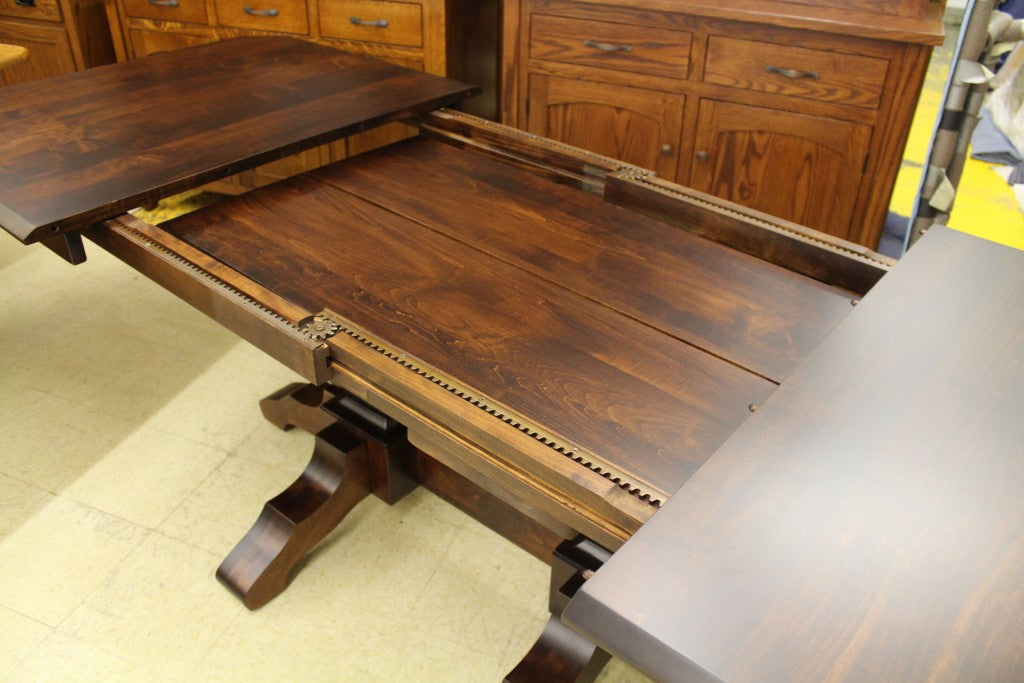 Kingston Double Pedestal Table in Brown Maple