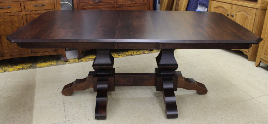 Kingston Double Pedestal Table in Brown Maple