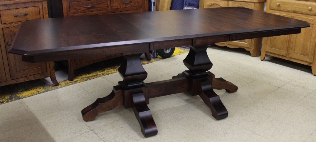 Kingston Double Pedestal Table in Brown Maple