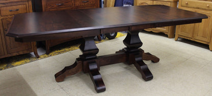 Kingston Double Pedestal Table in Brown Maple