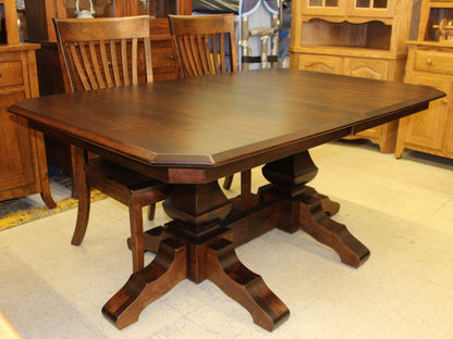 Kingston Double Pedestal Table in Brown Maple