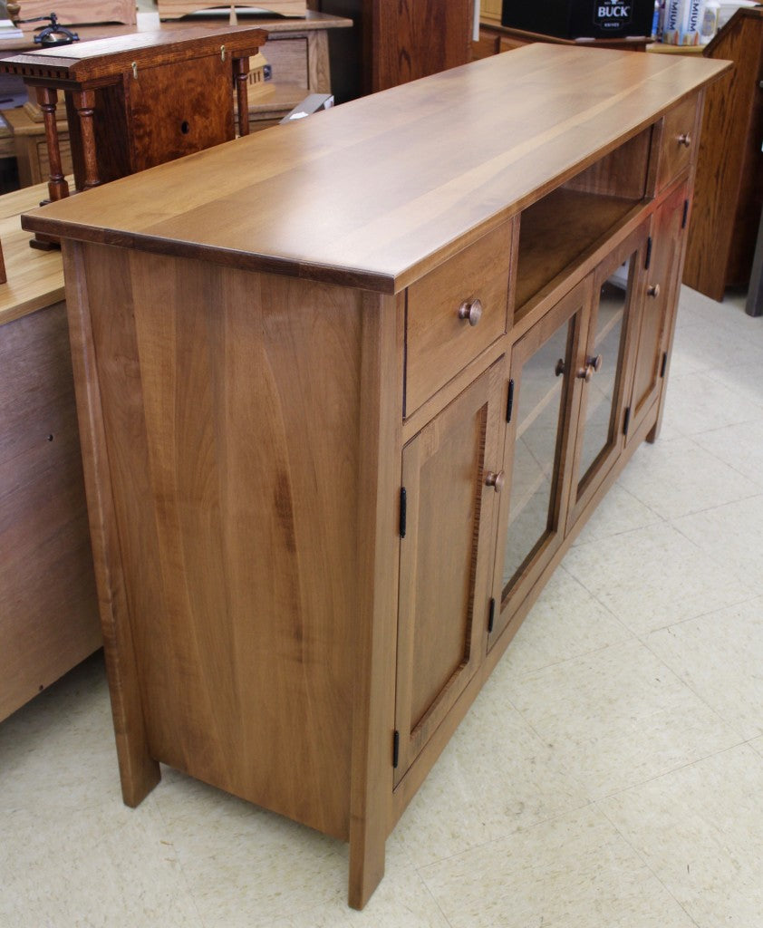 Mission 65″ TV Credenza in Brown Maple Wood