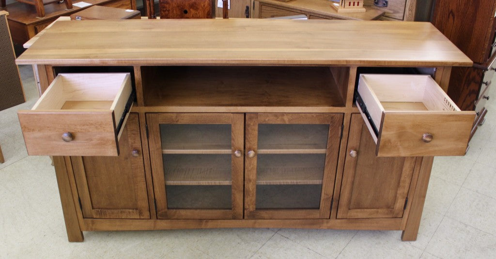 Mission 65″ TV Credenza in Brown Maple Wood