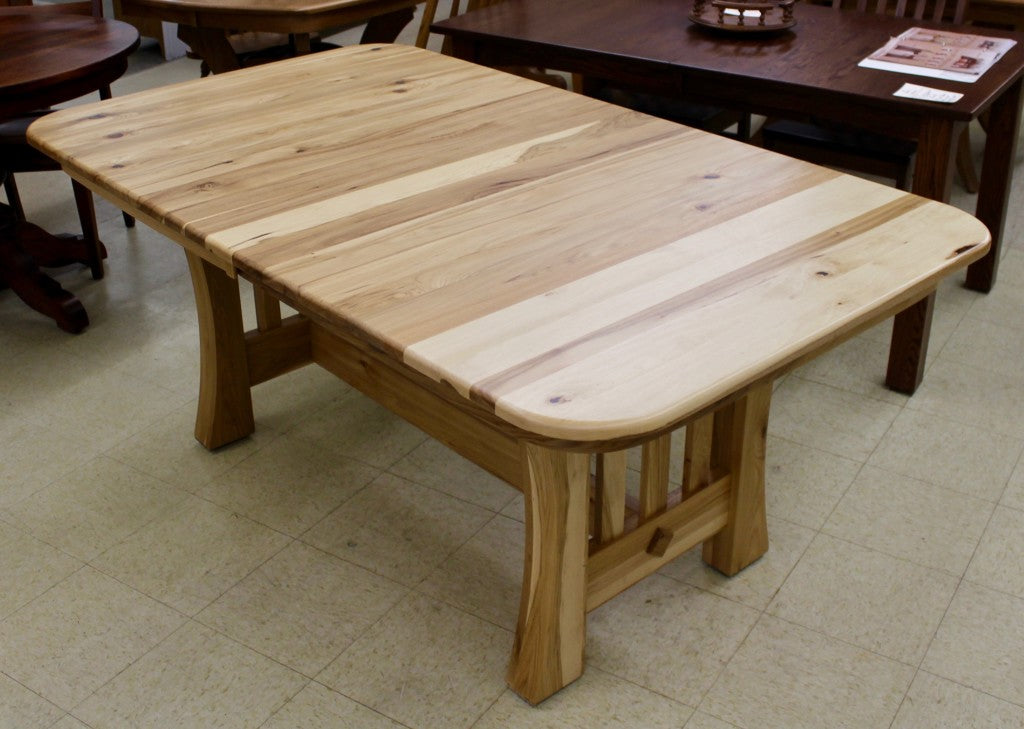 Curved Mission Table in Rustic Hickory