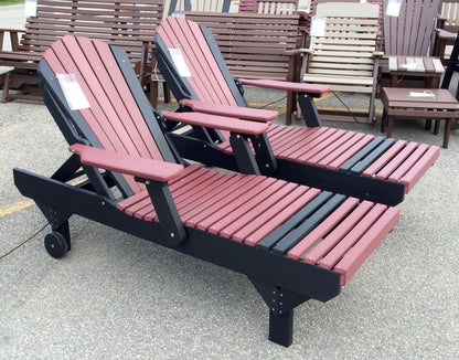 Poly Adirondack Chaise Lounge in Cherry on Black