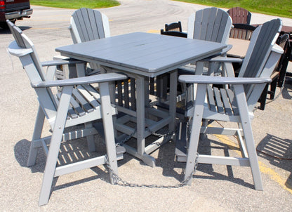 Poly 44″ Square Bar Height Table and Adirondack Chair Set