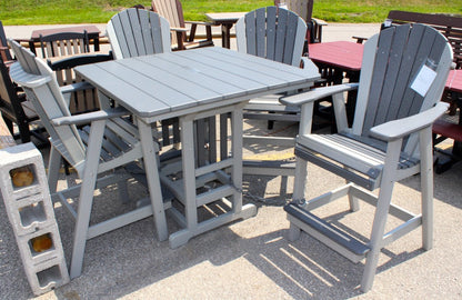 Poly 44″ Square Bar Height Table and Adirondack Chair Set