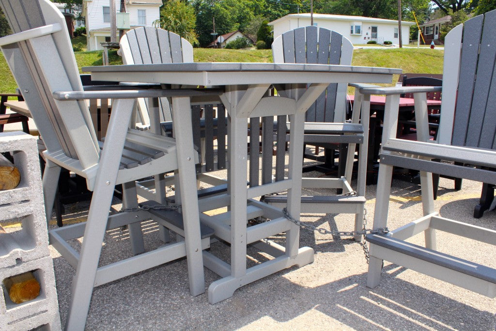 Poly 44″ Square Bar Height Table and Adirondack Chair Set