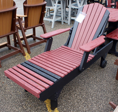 Poly Adirondack Chaise Lounge in Cherry on Black