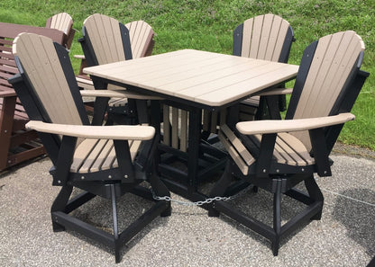 Poly 44″ Square Counter Height Table and Adirondack Swivel Bar Stool Set