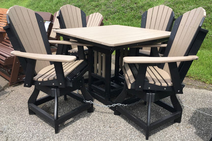 Poly 44″ Square Counter Height Table and Adirondack Swivel Bar Stool Set