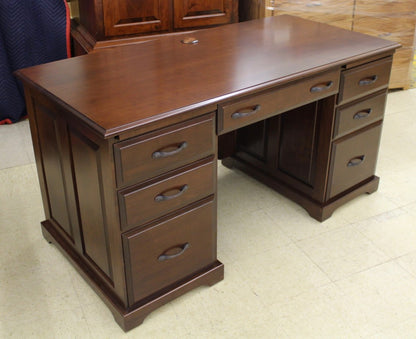 60″ Traditional Double Pedestal Executive Desk in Brown Maple