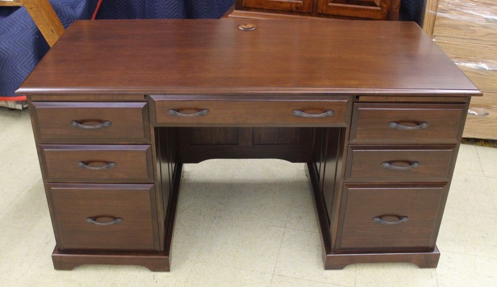 60″ Traditional Double Pedestal Executive Desk in Brown Maple