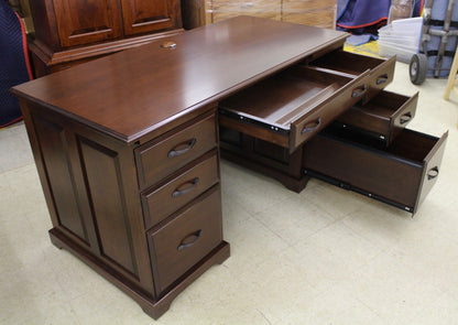 60″ Traditional Double Pedestal Executive Desk in Brown Maple