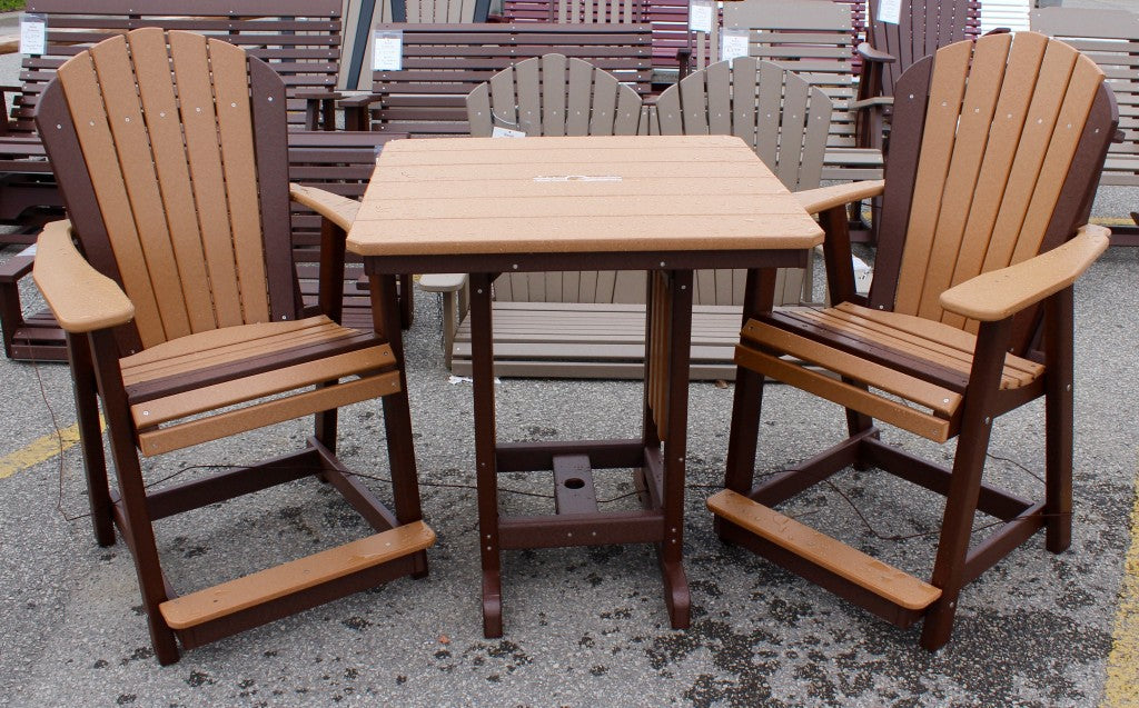 Poly 33″ Square Counter Height Table and Adirondack Stationary Chair Set