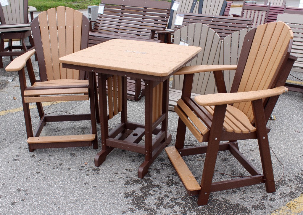 Poly 33″ Square Counter Height Table and Adirondack Stationary Chair Set