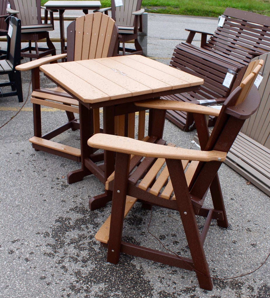 Poly 33″ Square Counter Height Table and Adirondack Stationary Chair Set