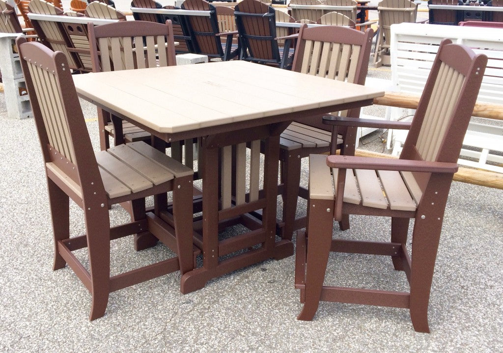 Poly 44″ Square Counter Height Table and Chair Set