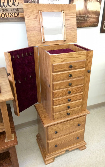 48" Deluxe Jewelry Armoire With Clock Base