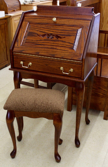 Queen Anne Secretary Desk with Upholstered Bench