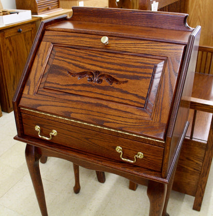 Queen Anne Secretary Desk with Upholstered Bench